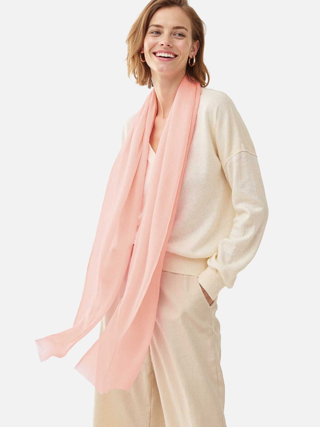 Featherlight Pink Cashmere Scarf