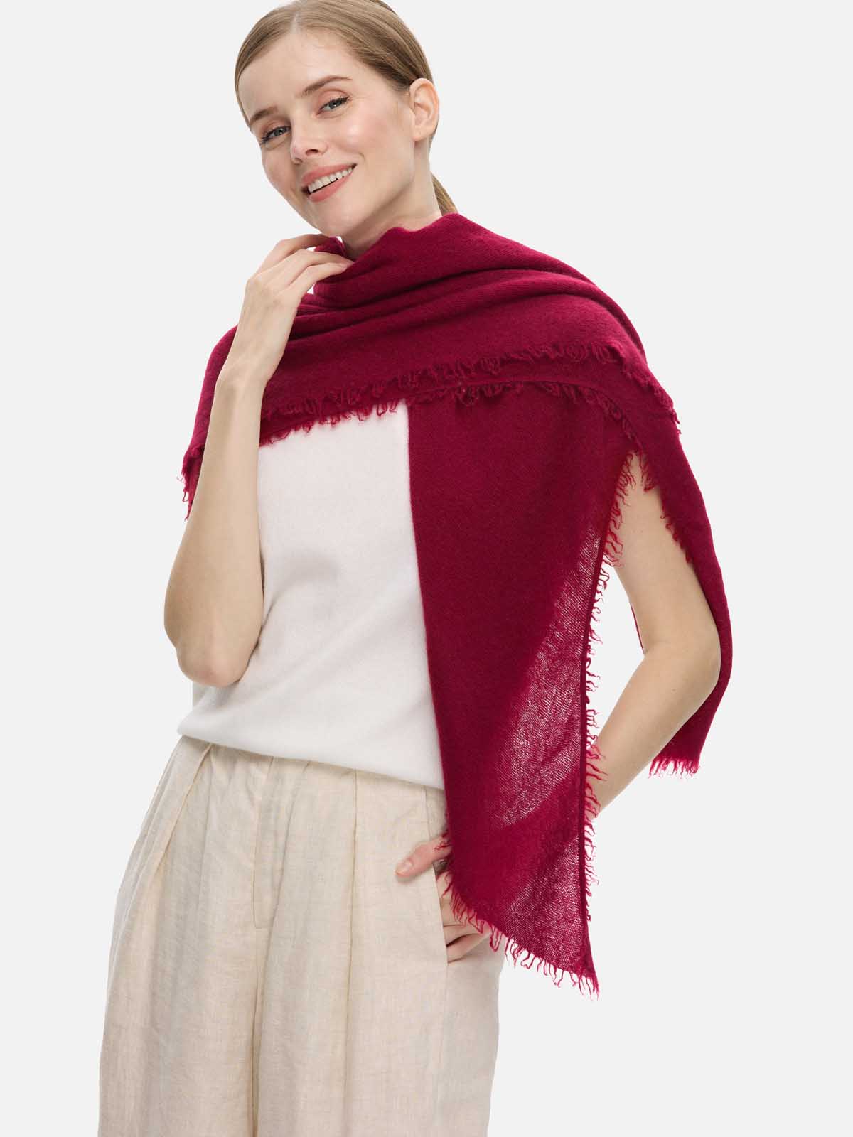Wine Red CloudPuff Cashmere Scarf