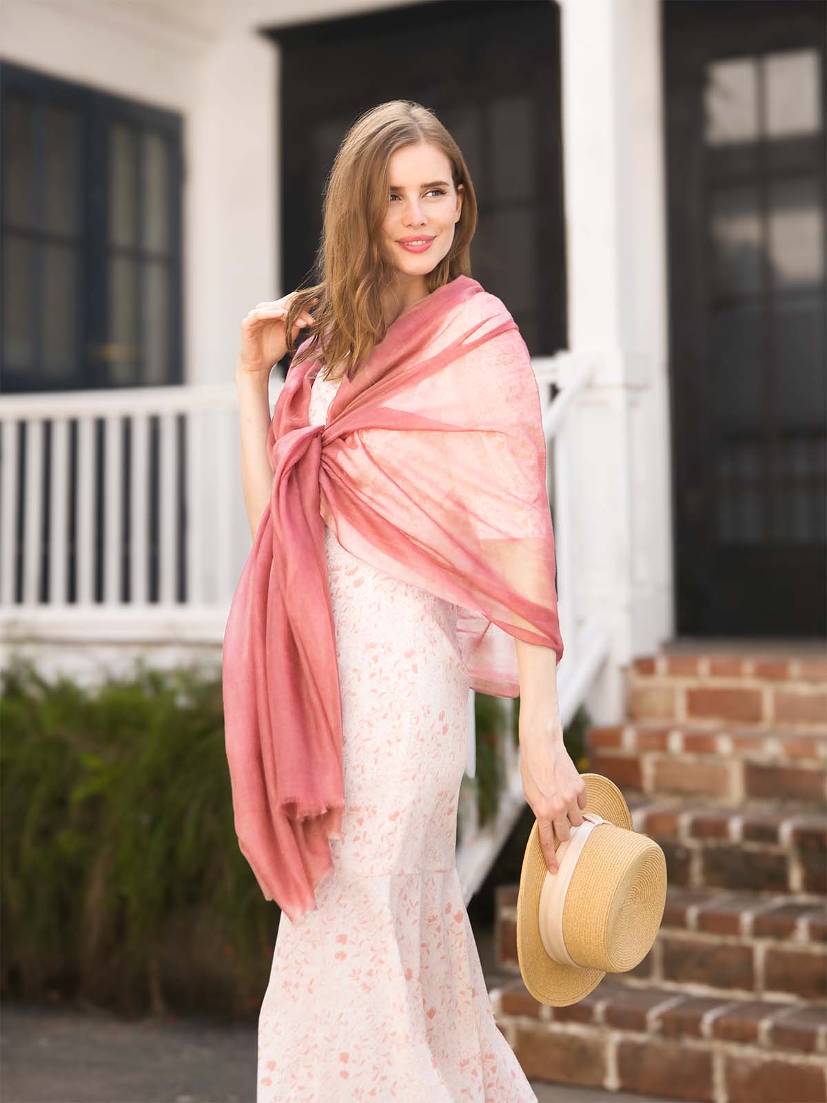 Featherlight Rose Cashmere Scarf
