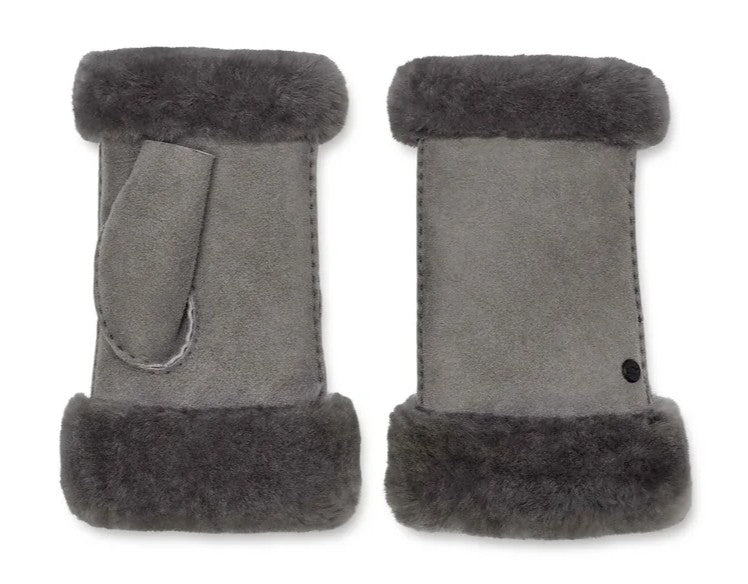 UGG Sheepskin Fingerless Glove in Metal