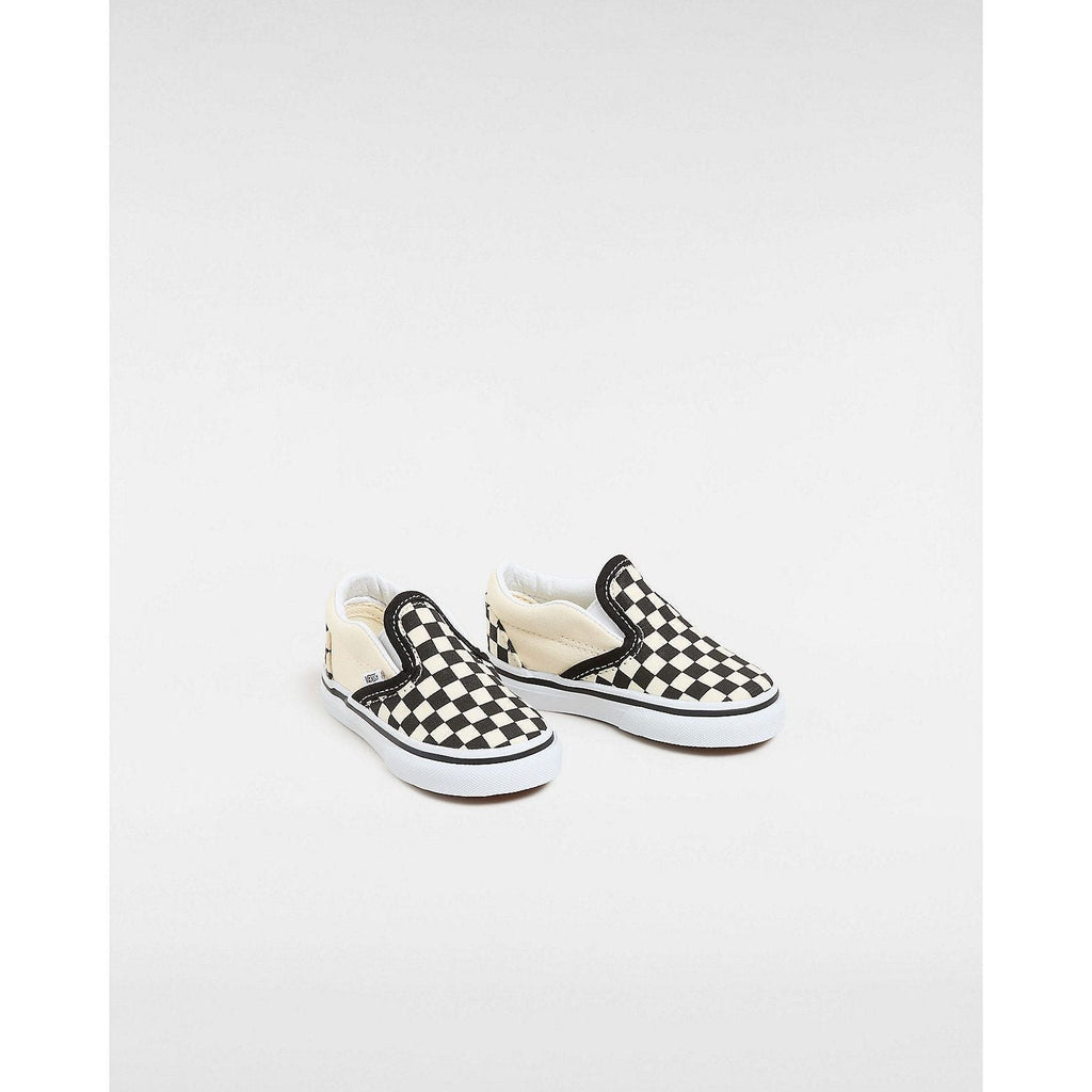 Vans Toddler Classic Slip-On Checkerboard Shoe in Black Off White